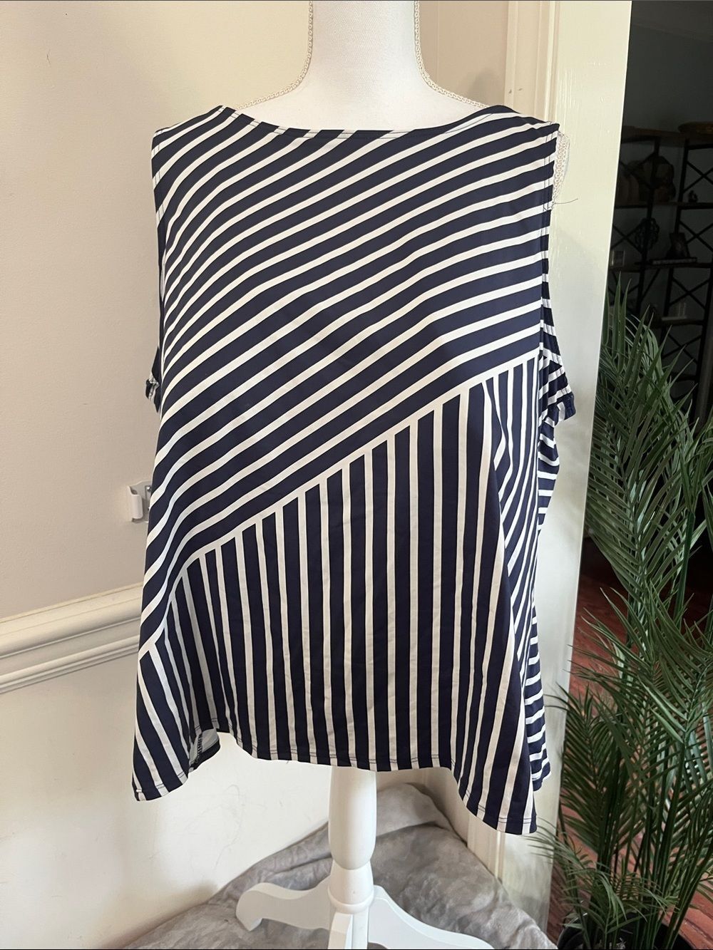 NWOT Lands’ End Striped Tankini Top size 26W plus 3X